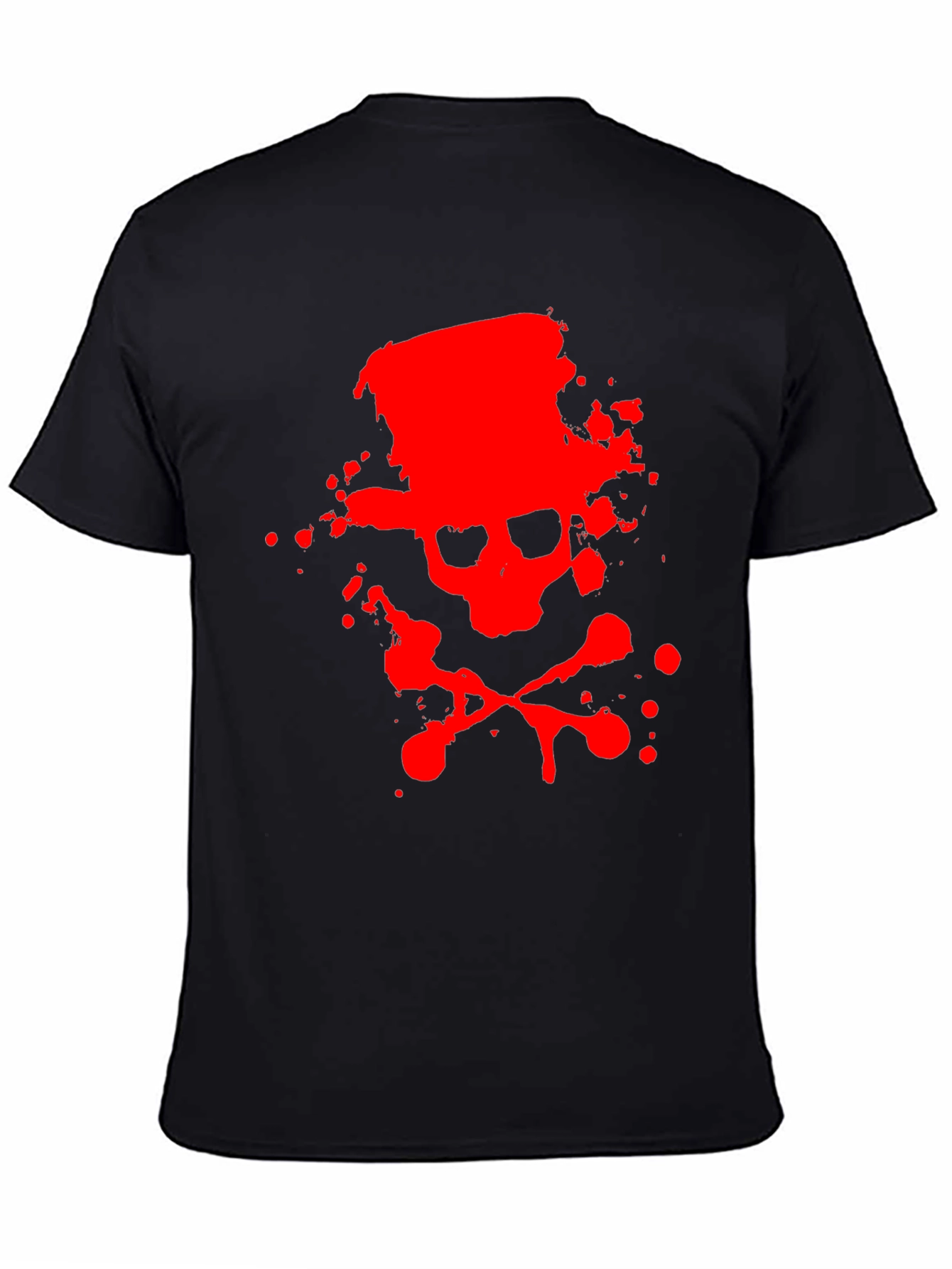 Red Skull & Crossbones Graphic Black T-Shirt