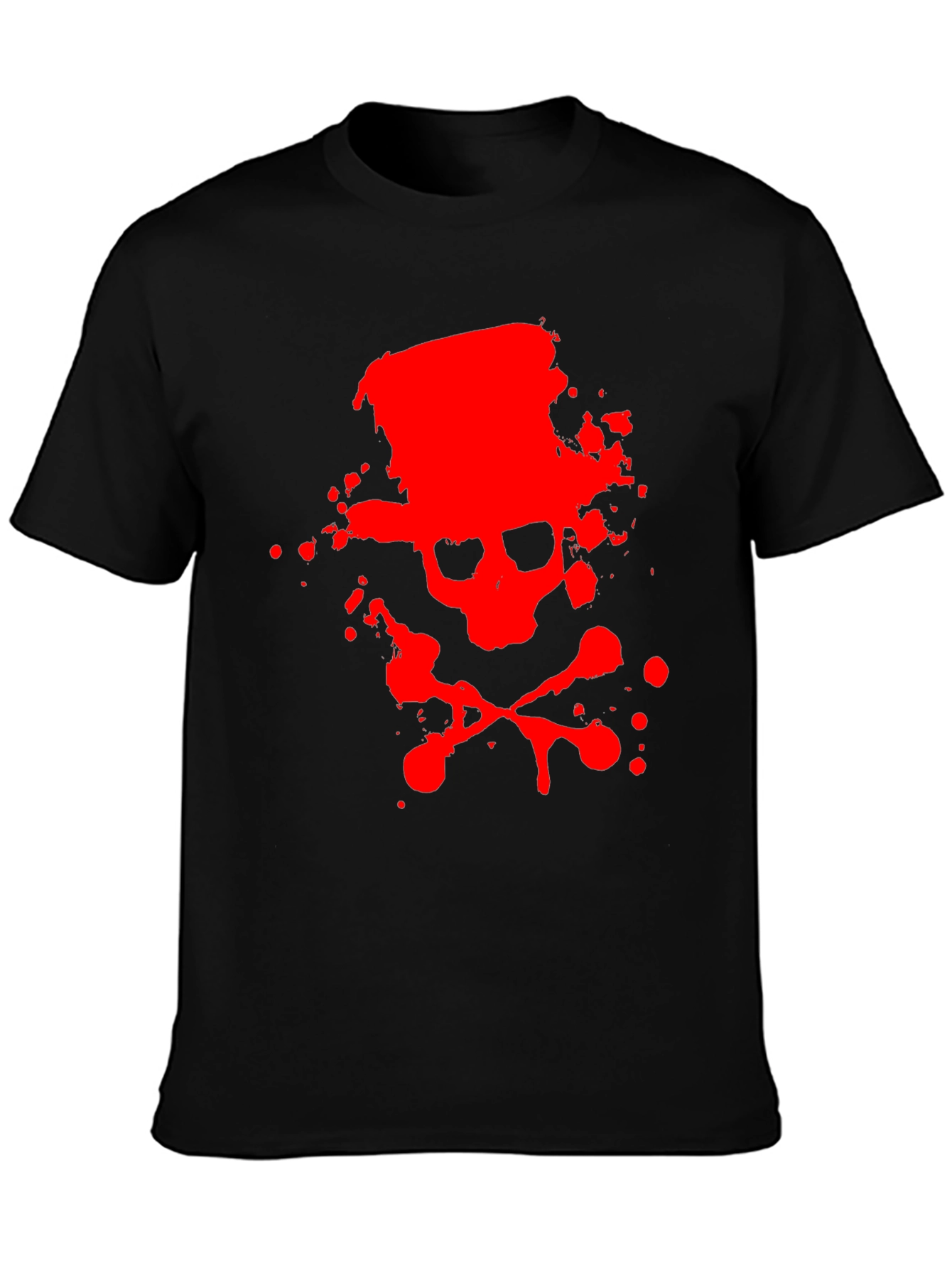 Red Skull & Crossbones Graphic Black T-Shirt