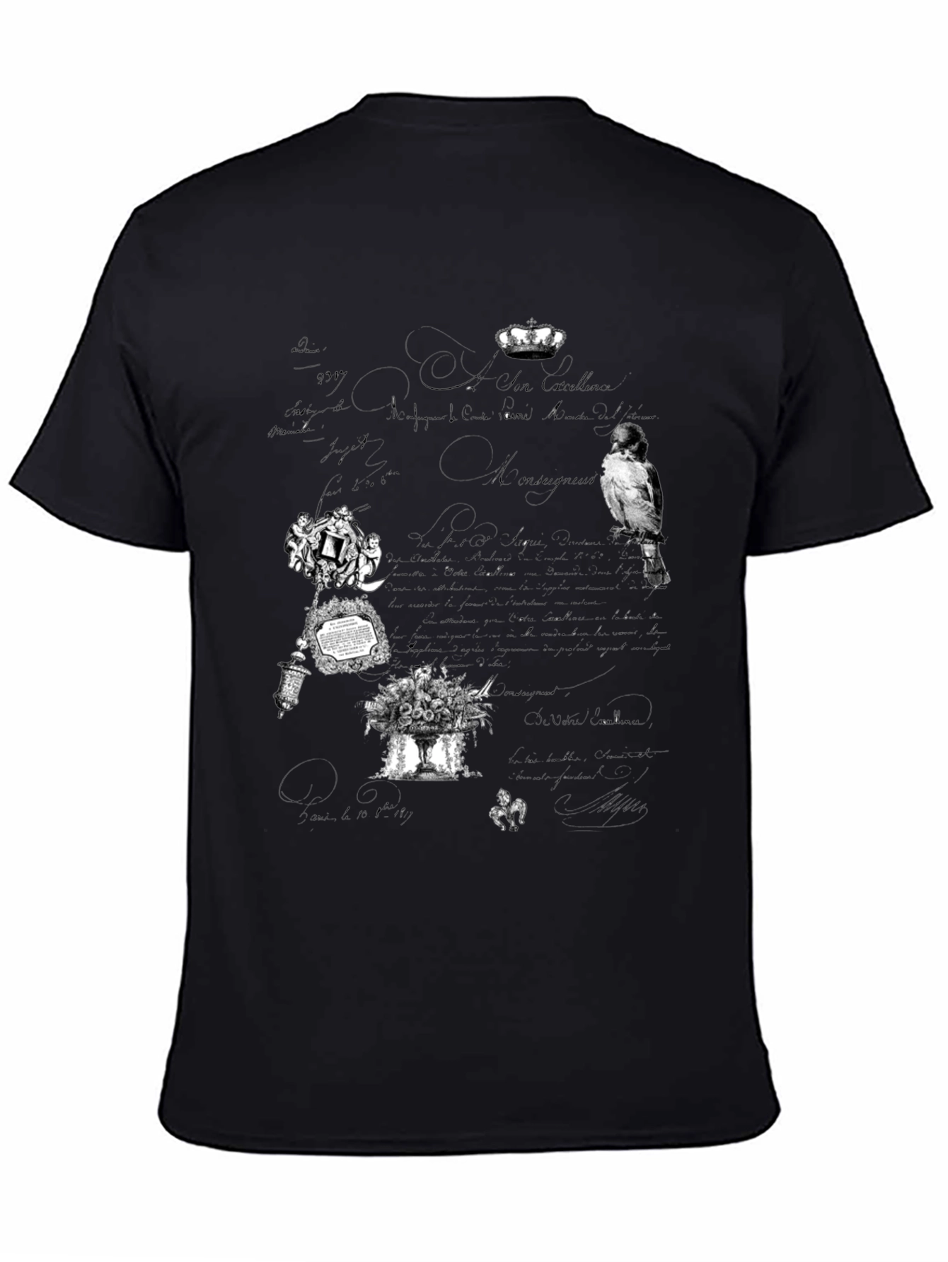 Artistic Graphic Print Black T-Shirt