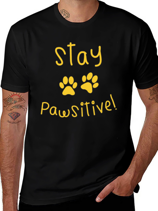 Stay Pawsitive Black T-Shirt
