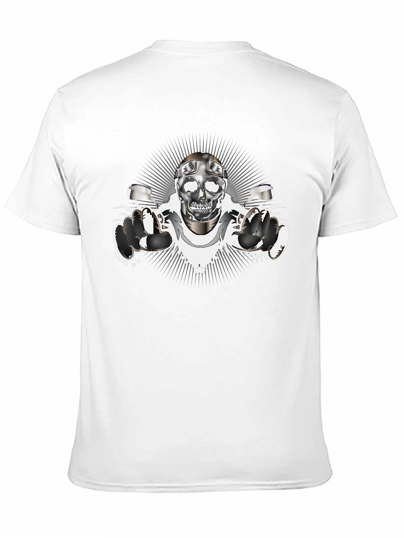 Skull Biker T-Shirt - Chrome Design