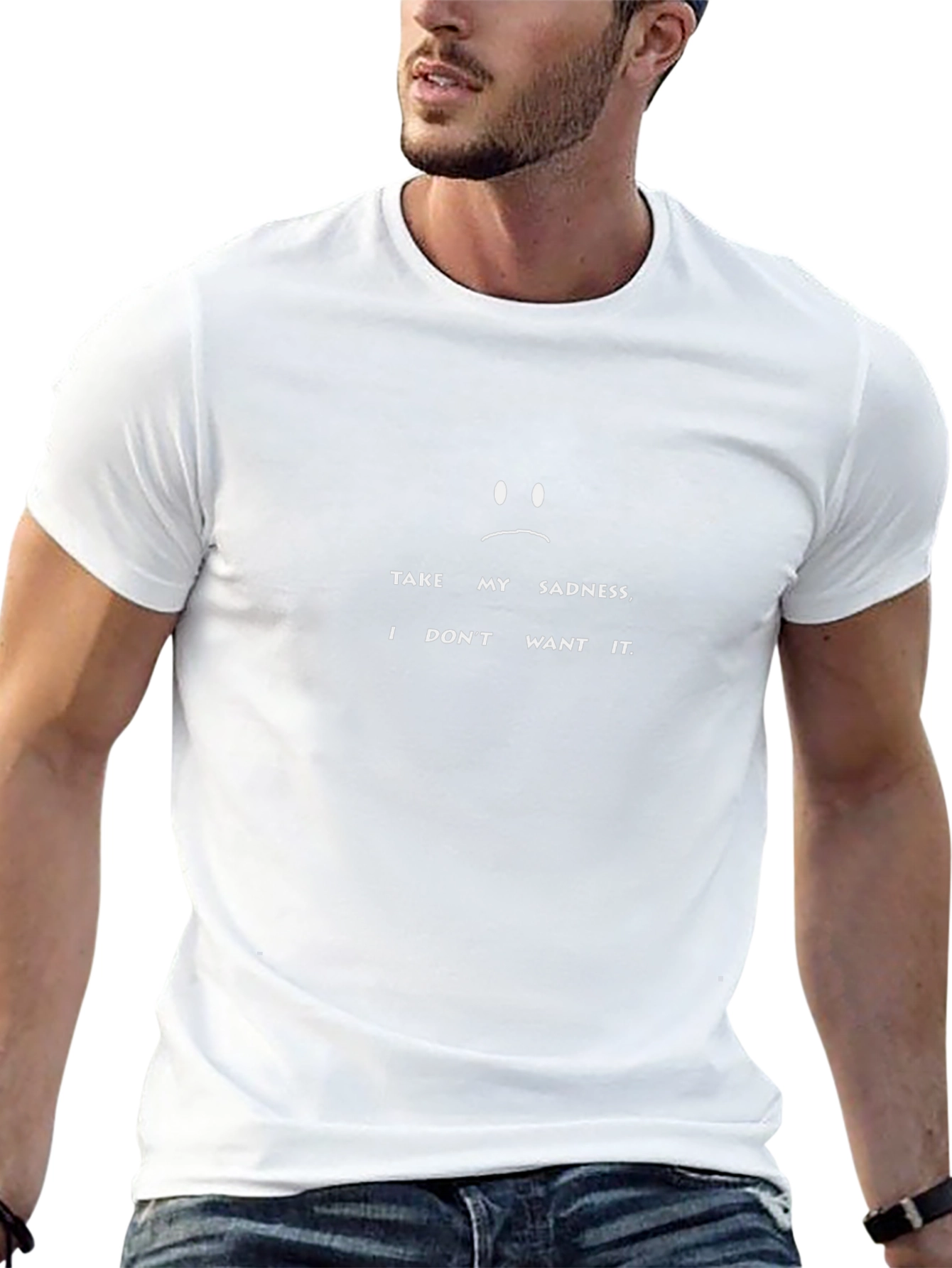 Sadness Graphic T-Shirt - Black Crew Neck Tee