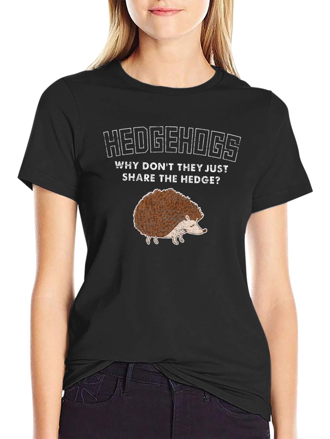 Hedgehogs Share the Hedge Black Graphic Tee