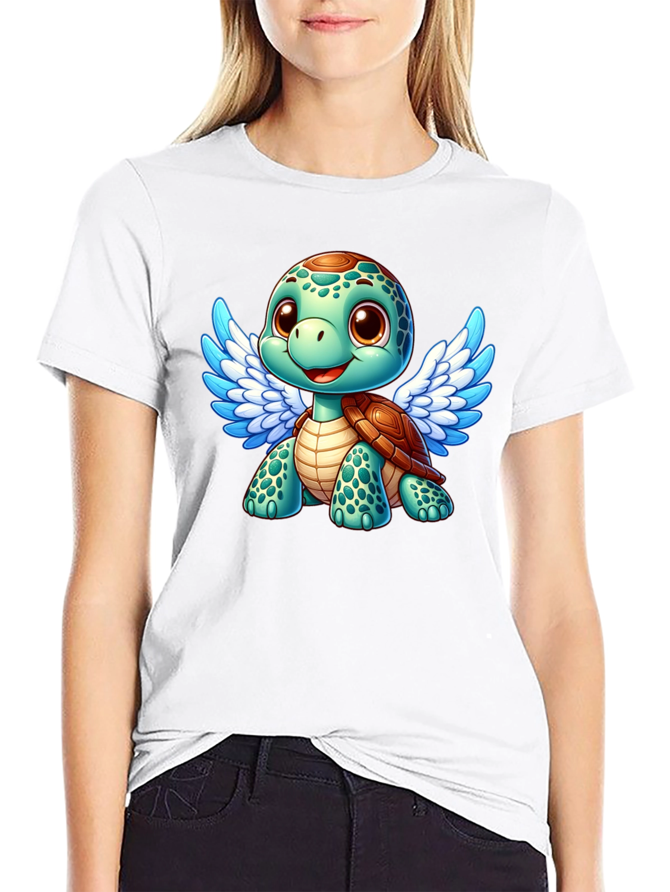 Cute Turtle Angel Graphic T-Shirt