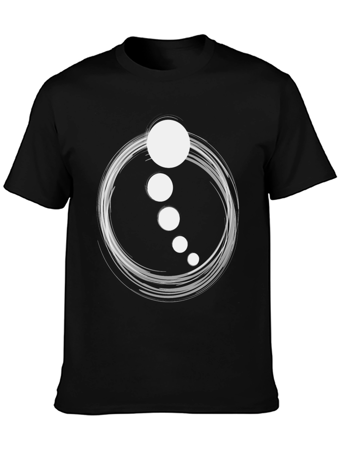 Abstract Circle Dot Graphic Tee - Casual Black T-Shirt