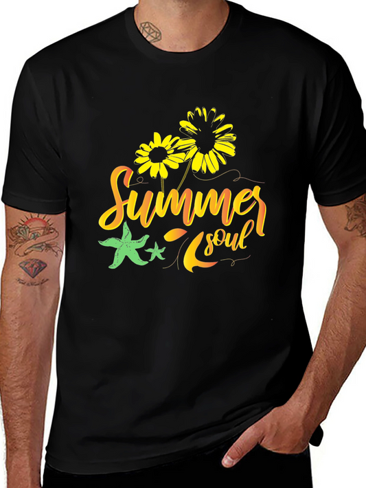 Summer Soul Graphic Tee - Black Cotton T-Shirt