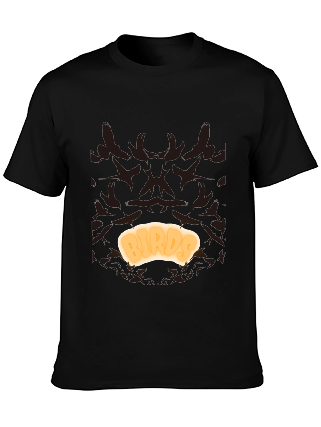 Birds T-Shirt - Black Cotton Tee with Unique Design