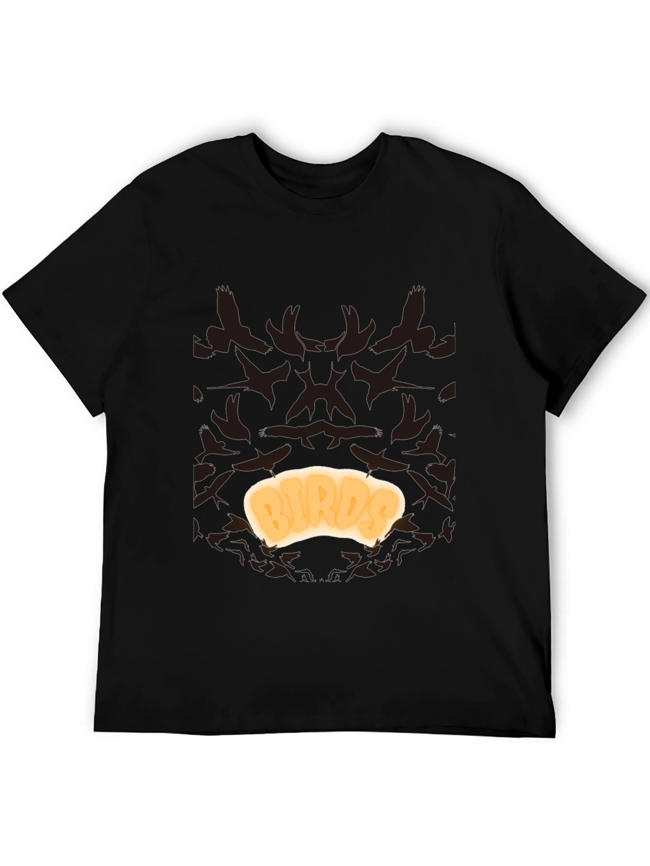 Birds T-Shirt - Black Cotton Tee with Unique Design