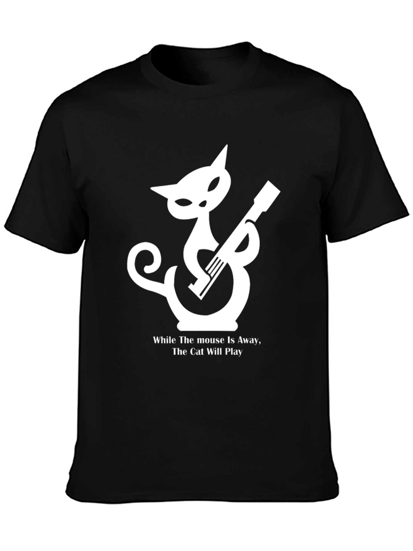 Cat Playing Guitar Graphic T-Shirt