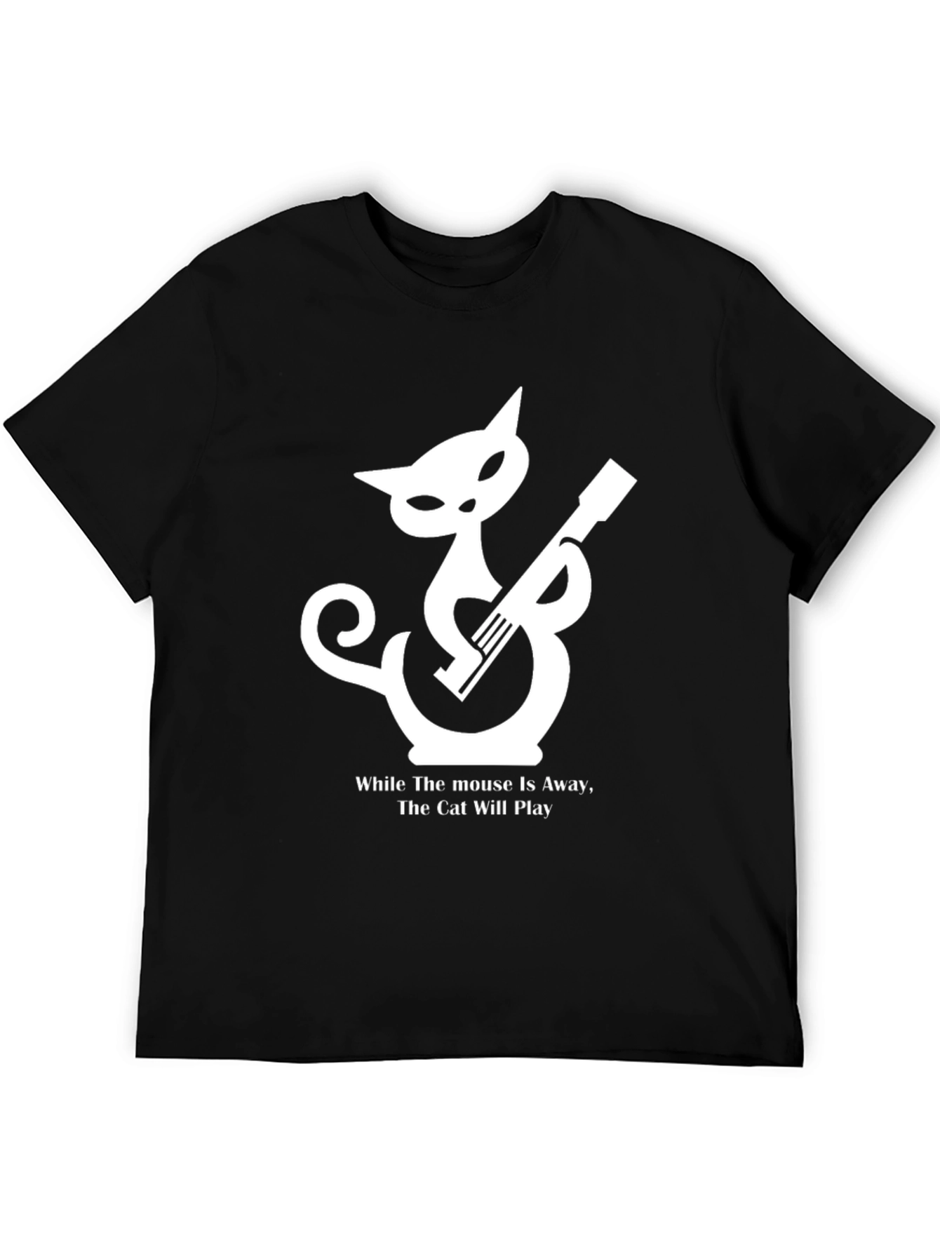 Cat Playing Guitar Graphic T-Shirt