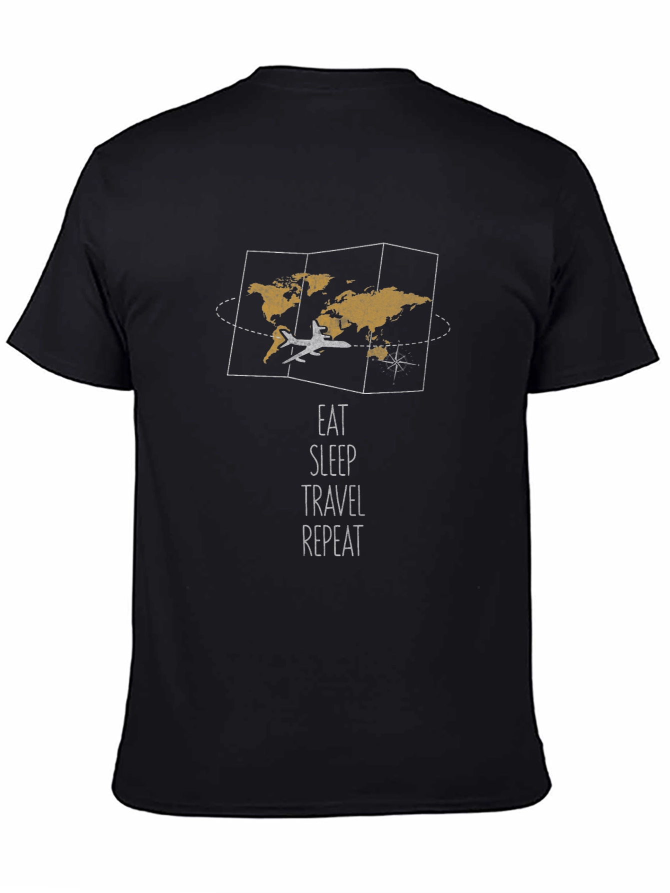 Eat Sleep Travel Repeat Black T-Shirt