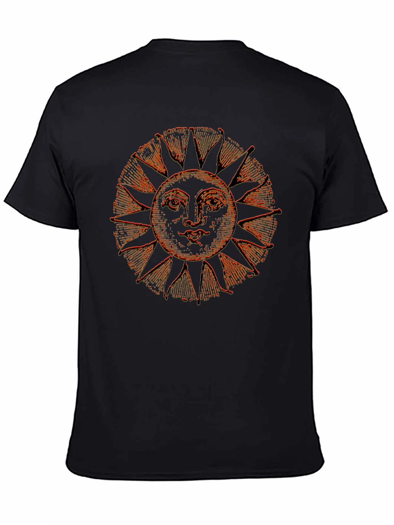 Retro Sun Graphic Tee - Black Cotton Blend Shirt