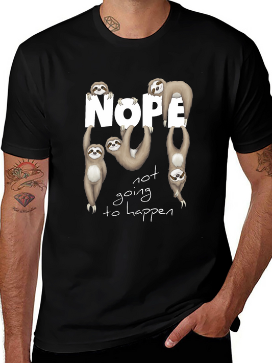 Nope Sloth Graphic Tee - Funny & Relaxed Fit
