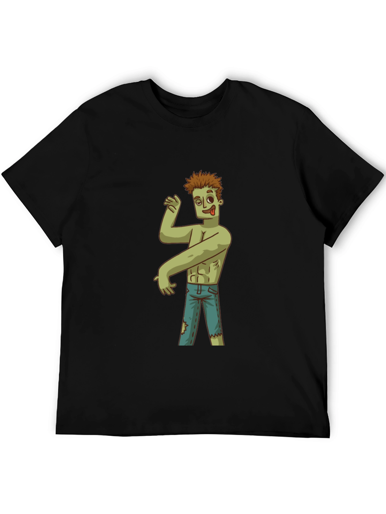 Zombie Cartoon Graphic T-Shirt - Black