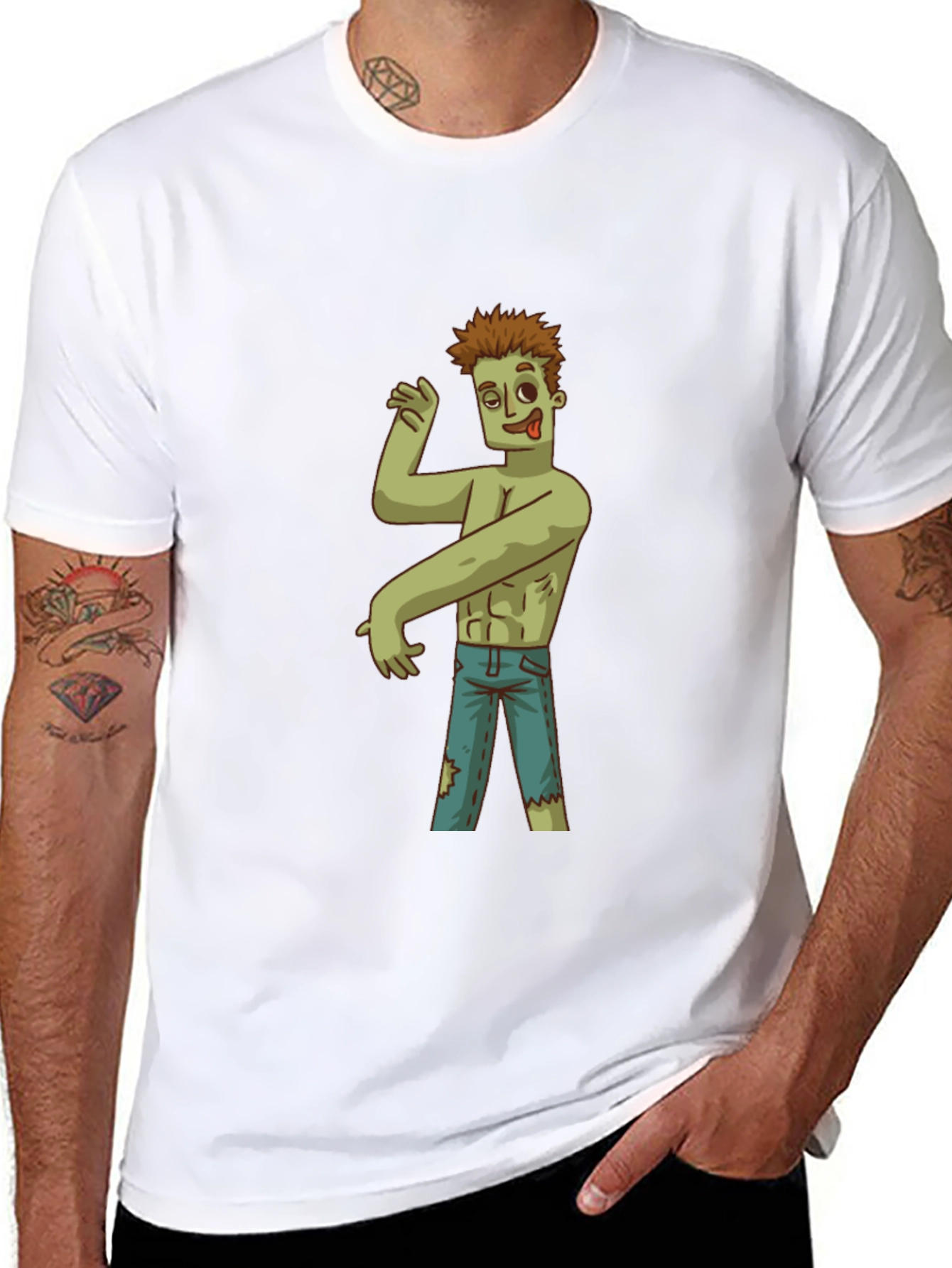 Zombie Cartoon Graphic T-Shirt - Black