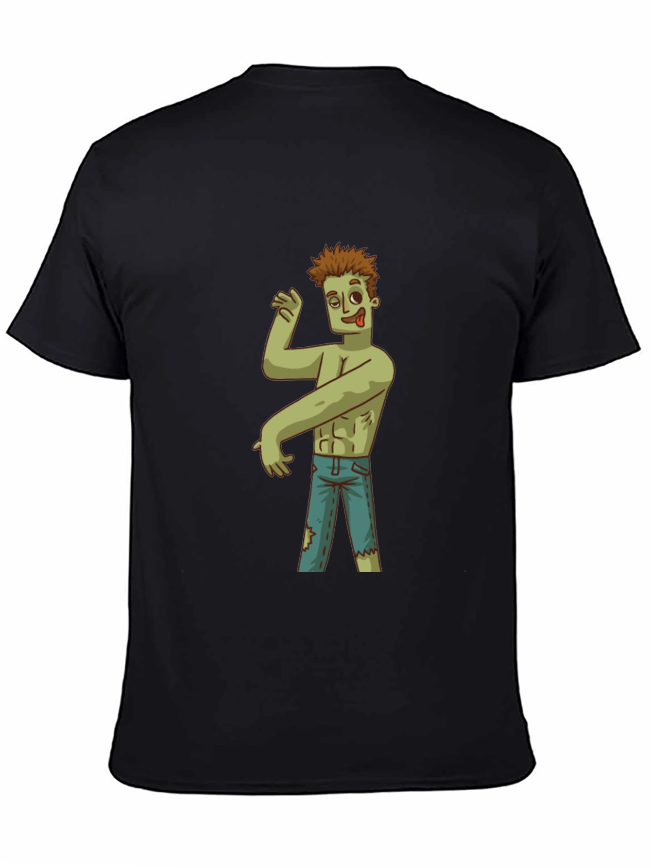 Zombie Cartoon Graphic T-Shirt - Black