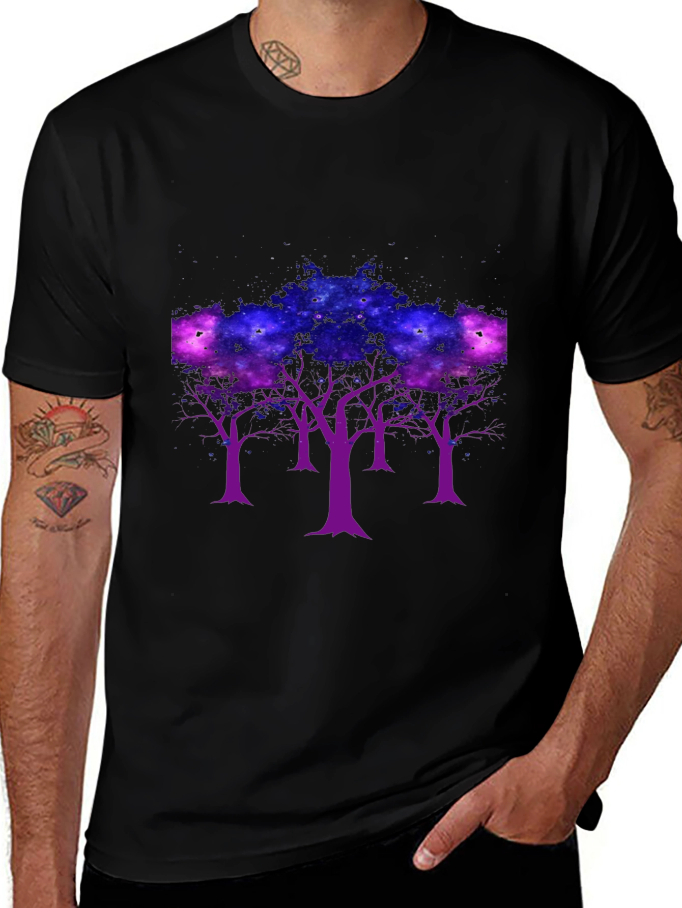 Galaxy Trees Graphic Tee - Black