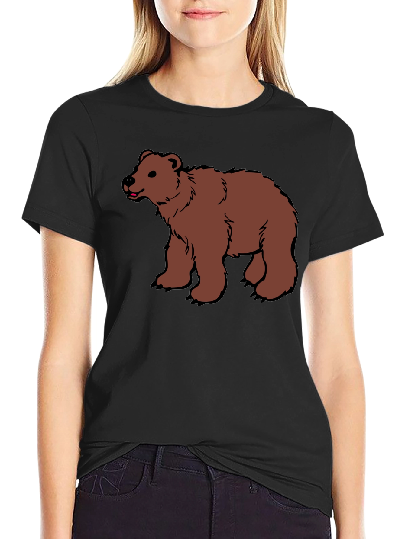 Bear Graphic Black T-Shirt - Animal Lover Tee