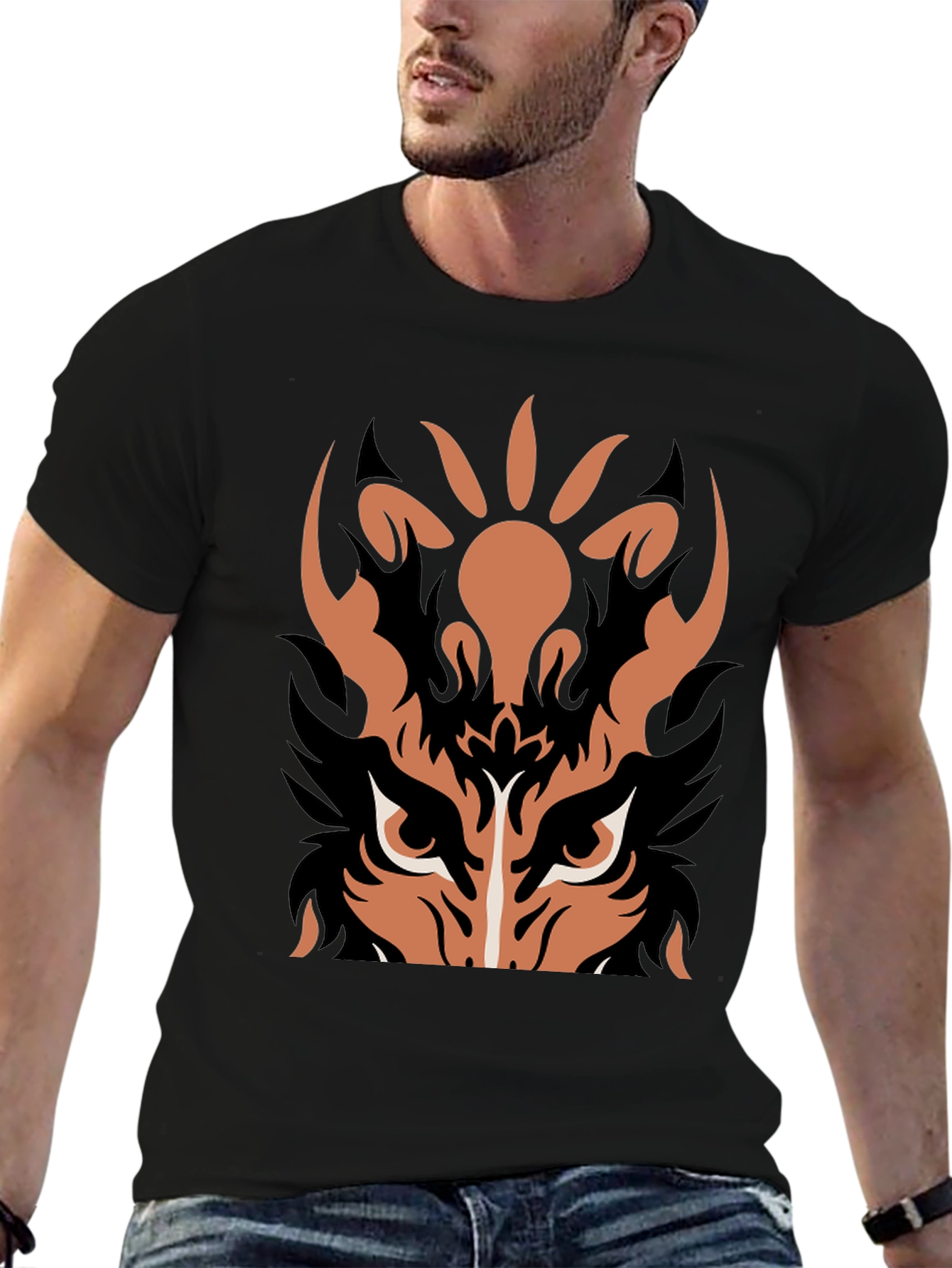 Tiger Graphic Print Black T-Shirt