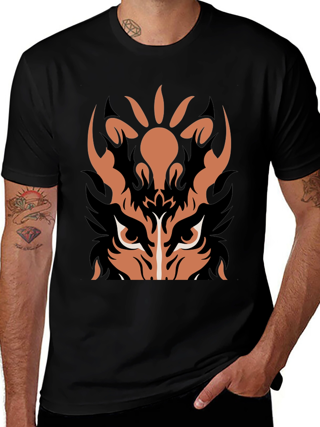 Tiger Graphic Print Black T-Shirt