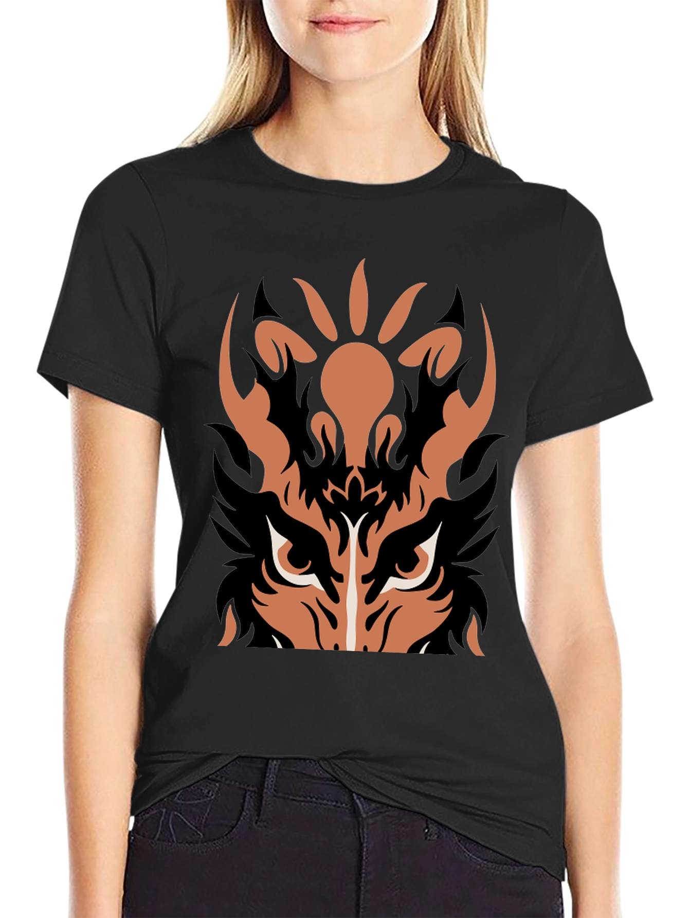 Tiger Graphic Print Black T-Shirt