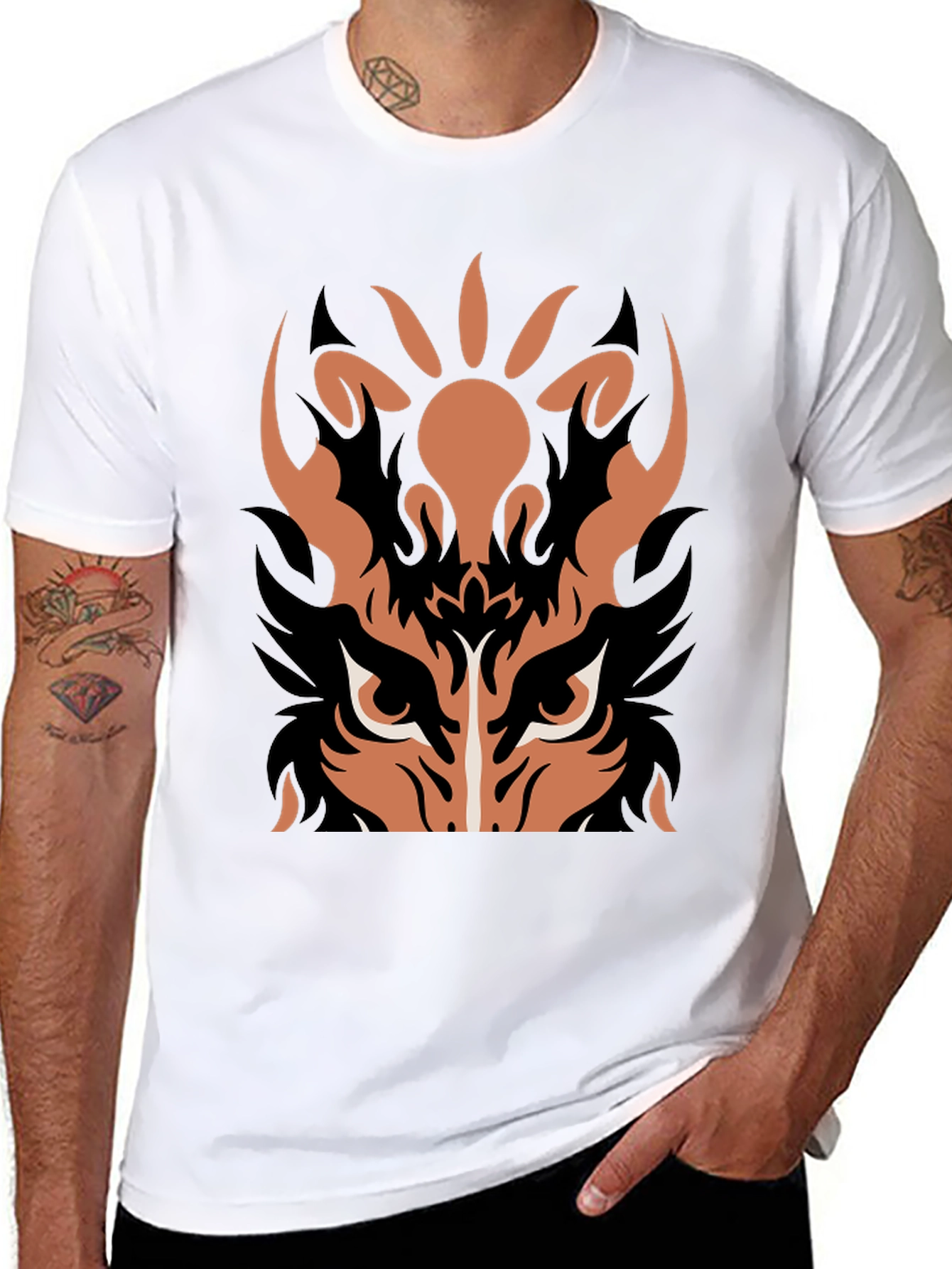Tiger Graphic Print Black T-Shirt
