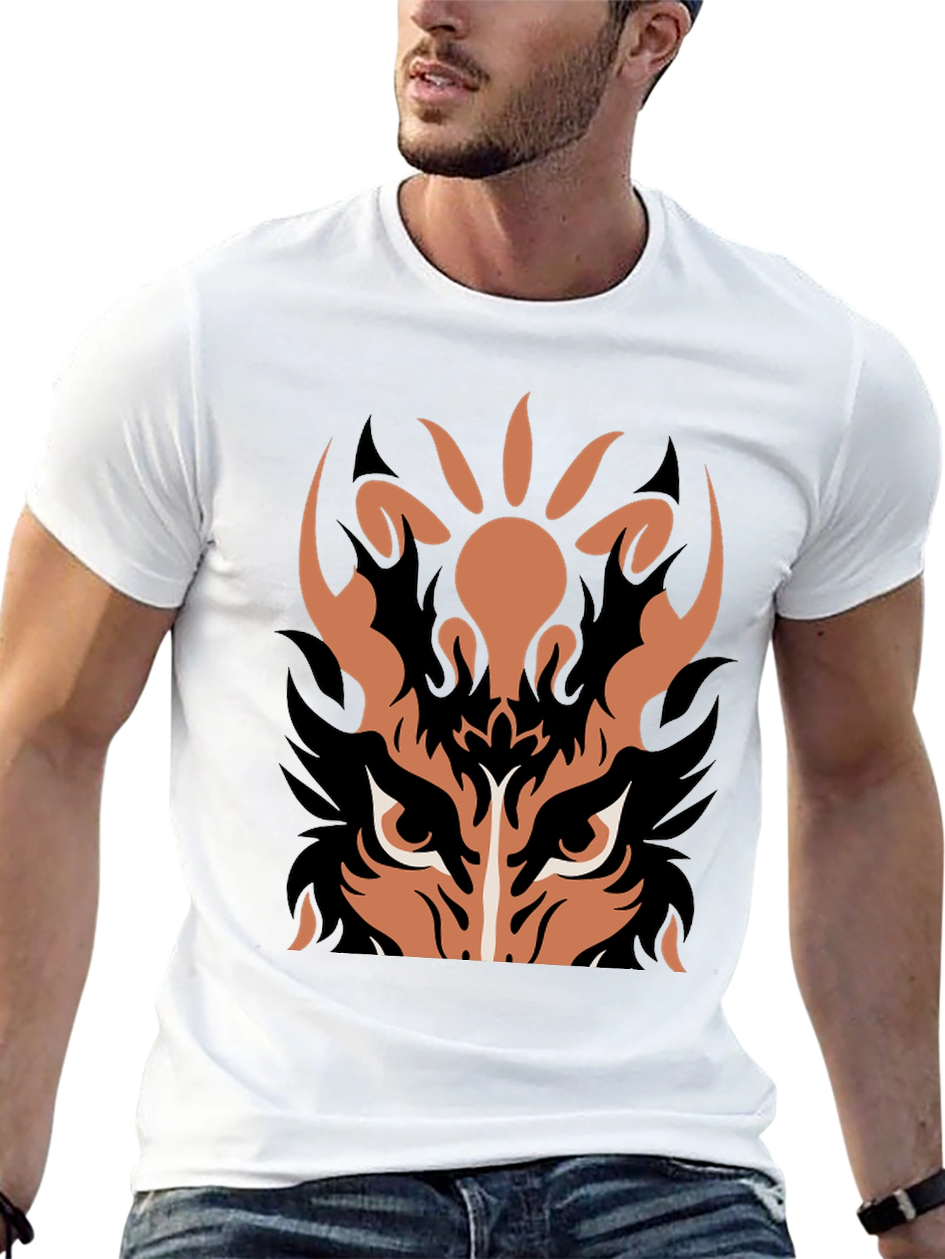 Tiger Graphic Print Black T-Shirt
