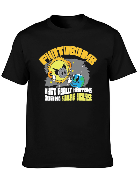 Funny Solar Eclipse Photobomb Cartoon Graphic T-Shirt