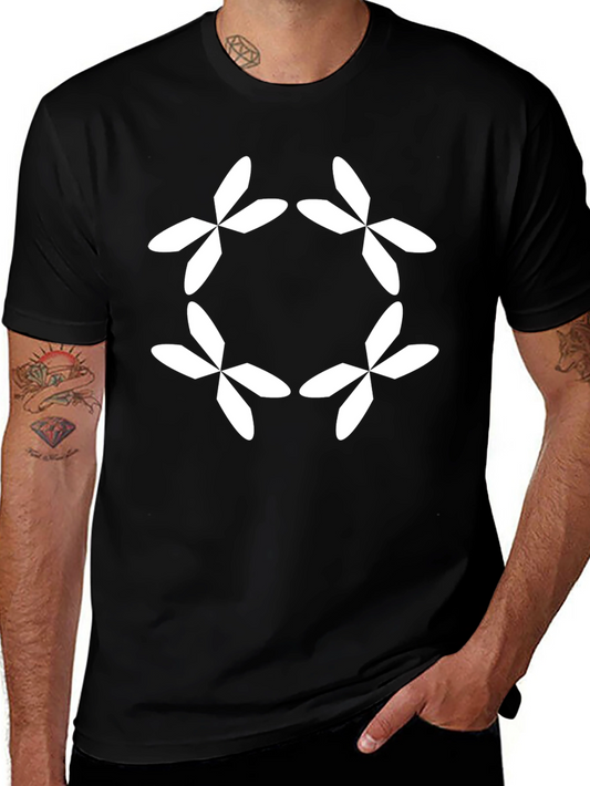 Geometric Flower Black T-Shirt