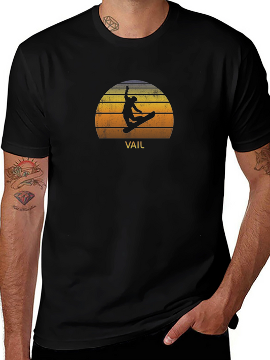 Vail Snowboarder Sunset Graphic Tee - Black
