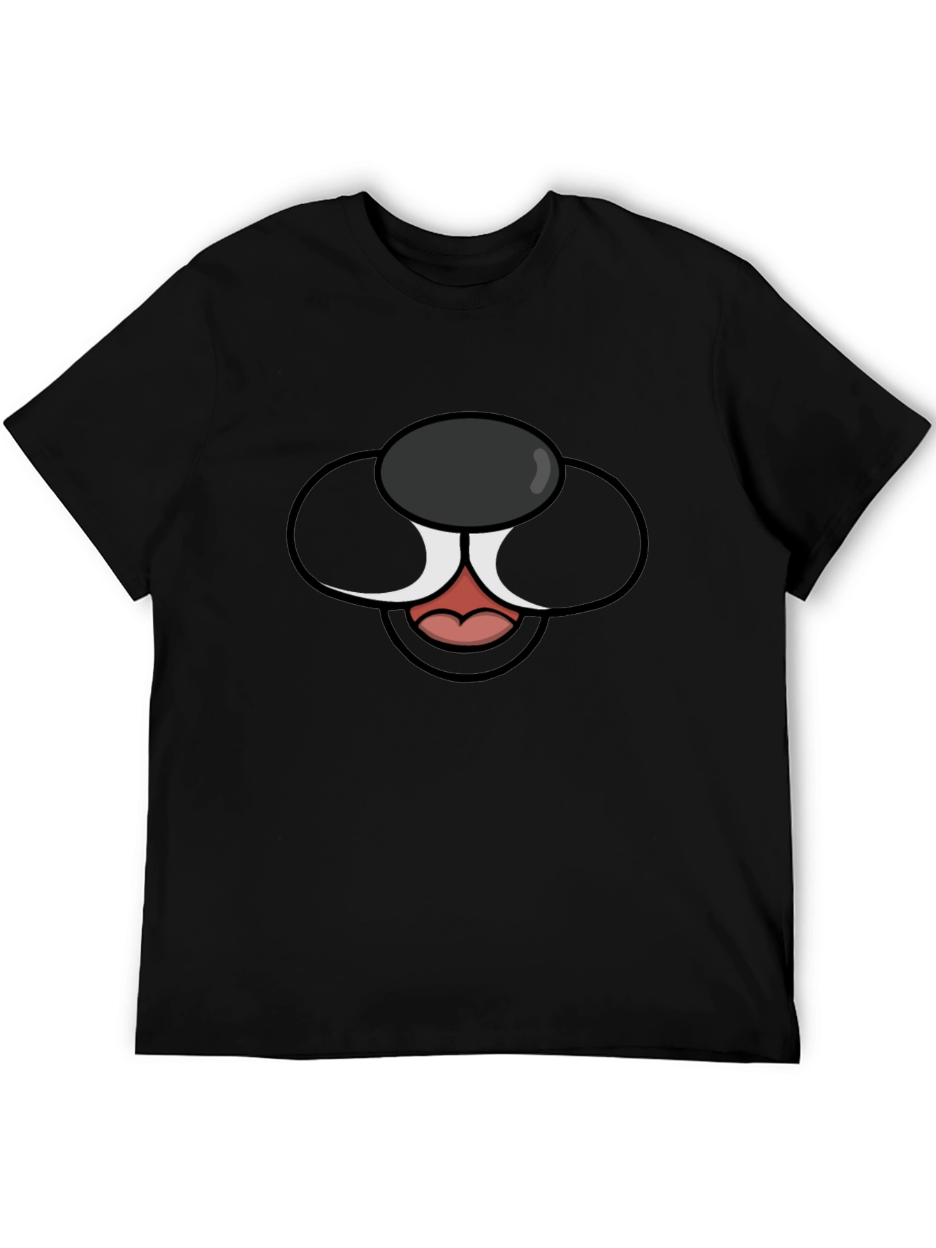 Cartoon Dog Face Graphic Tee - Black T-Shirt