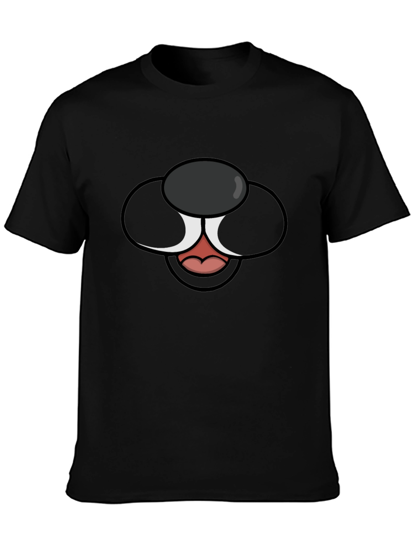 Cartoon Dog Face Graphic Tee - Black T-Shirt