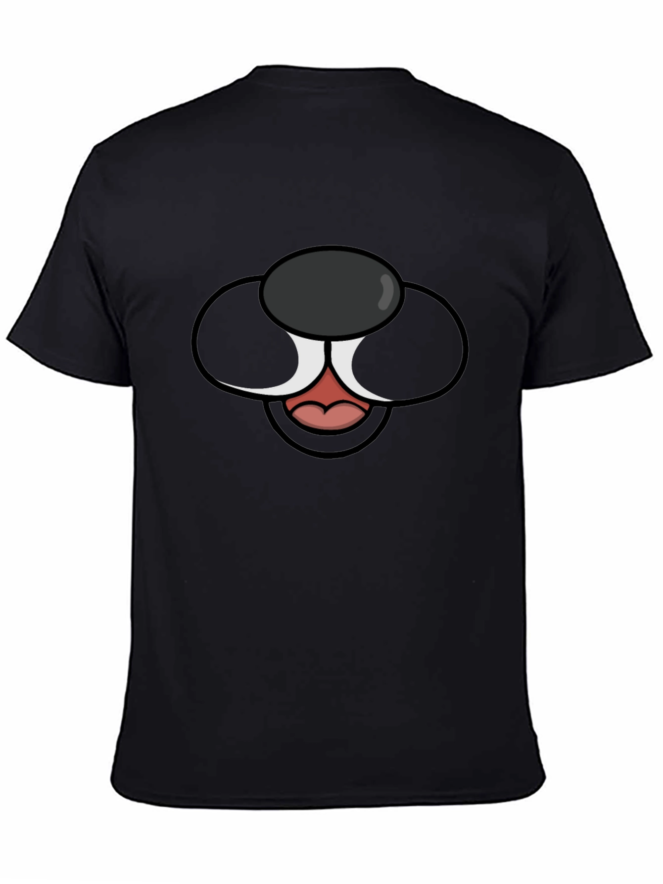 Cartoon Dog Face Graphic Tee - Black T-Shirt