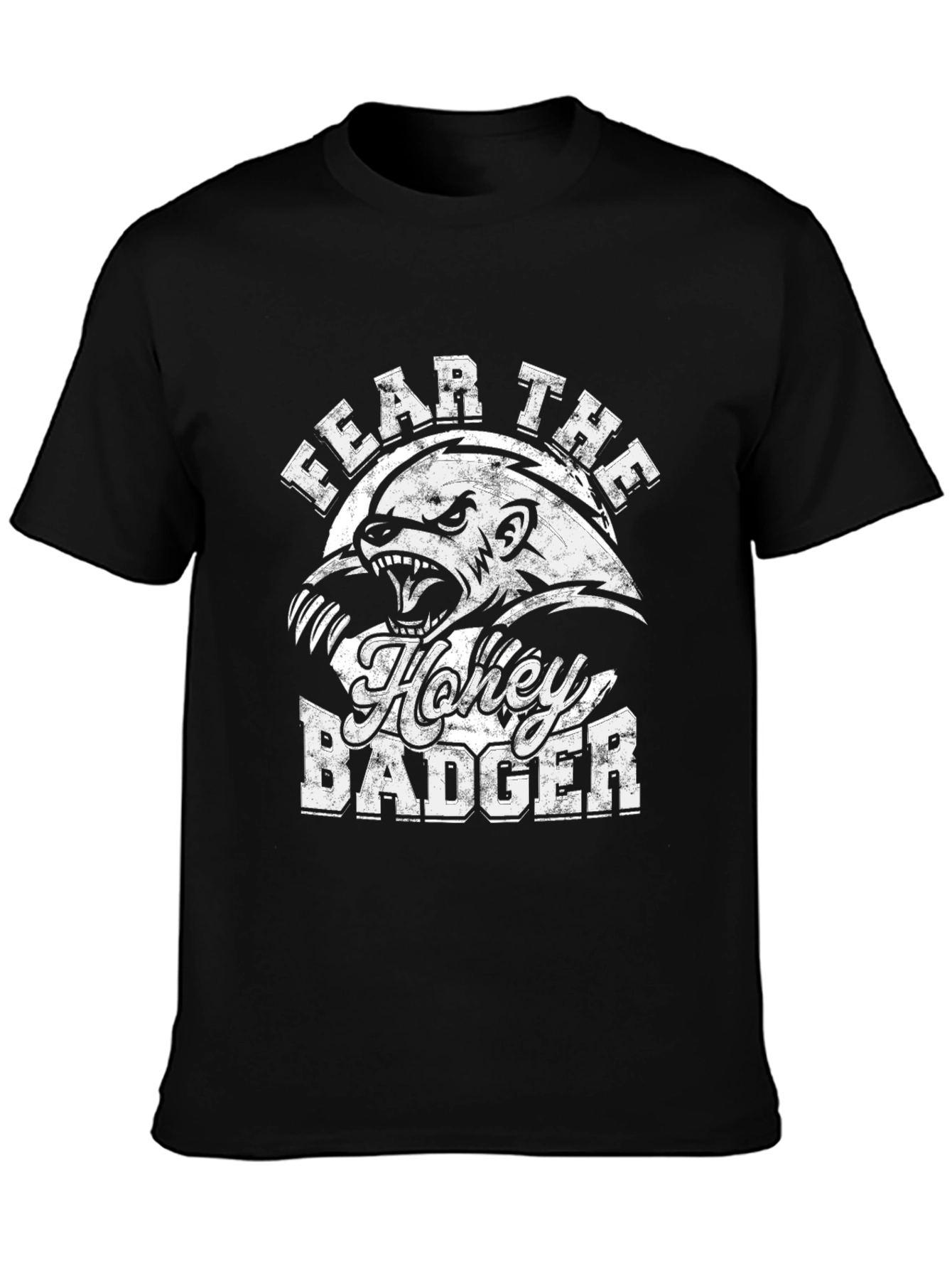 Fear the Honey Badger Black Graphic T-Shirt