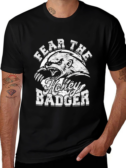 Fear the Honey Badger Black Graphic T-Shirt