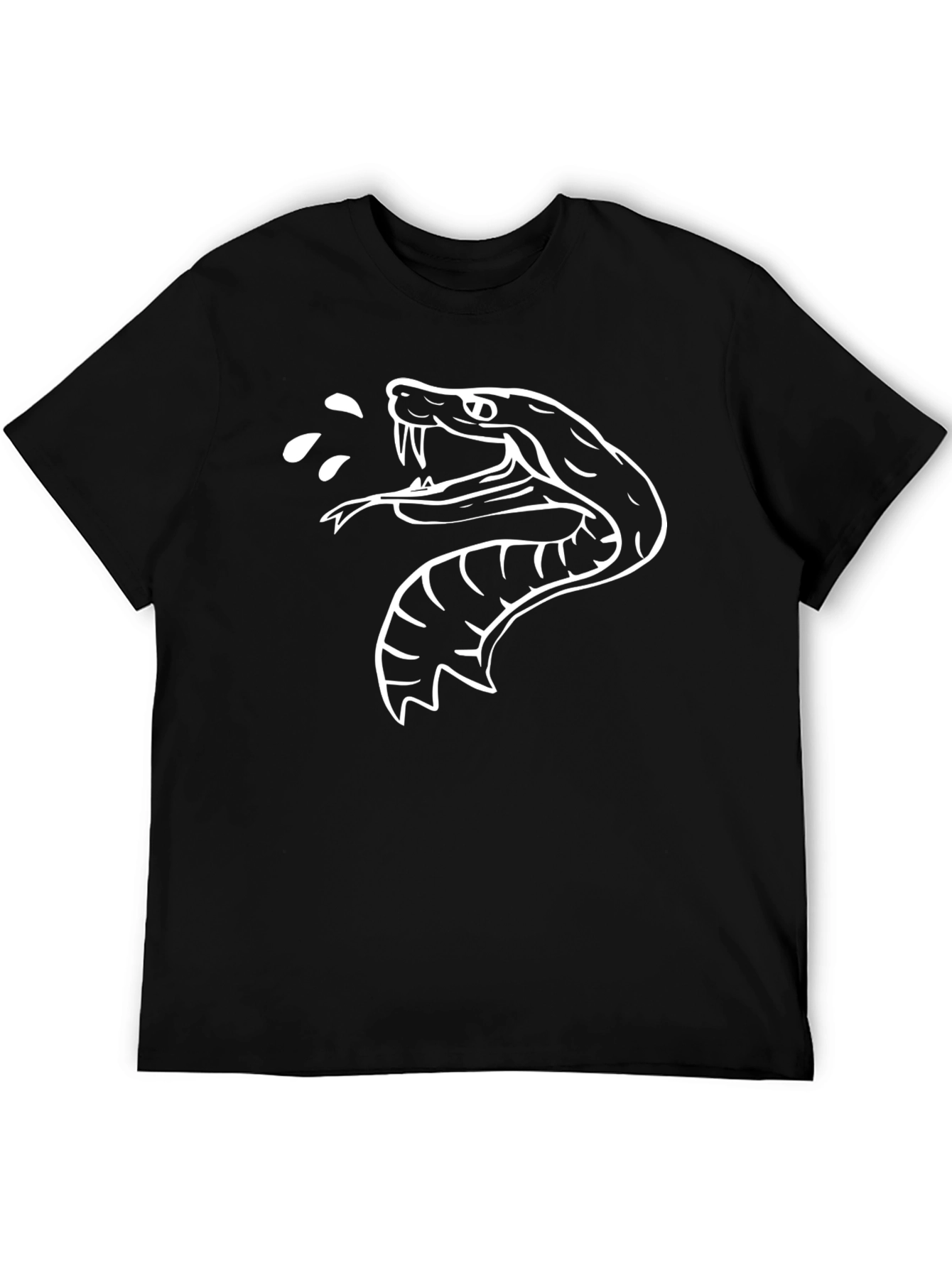 Mens Black Graphic Tee - Snake Design