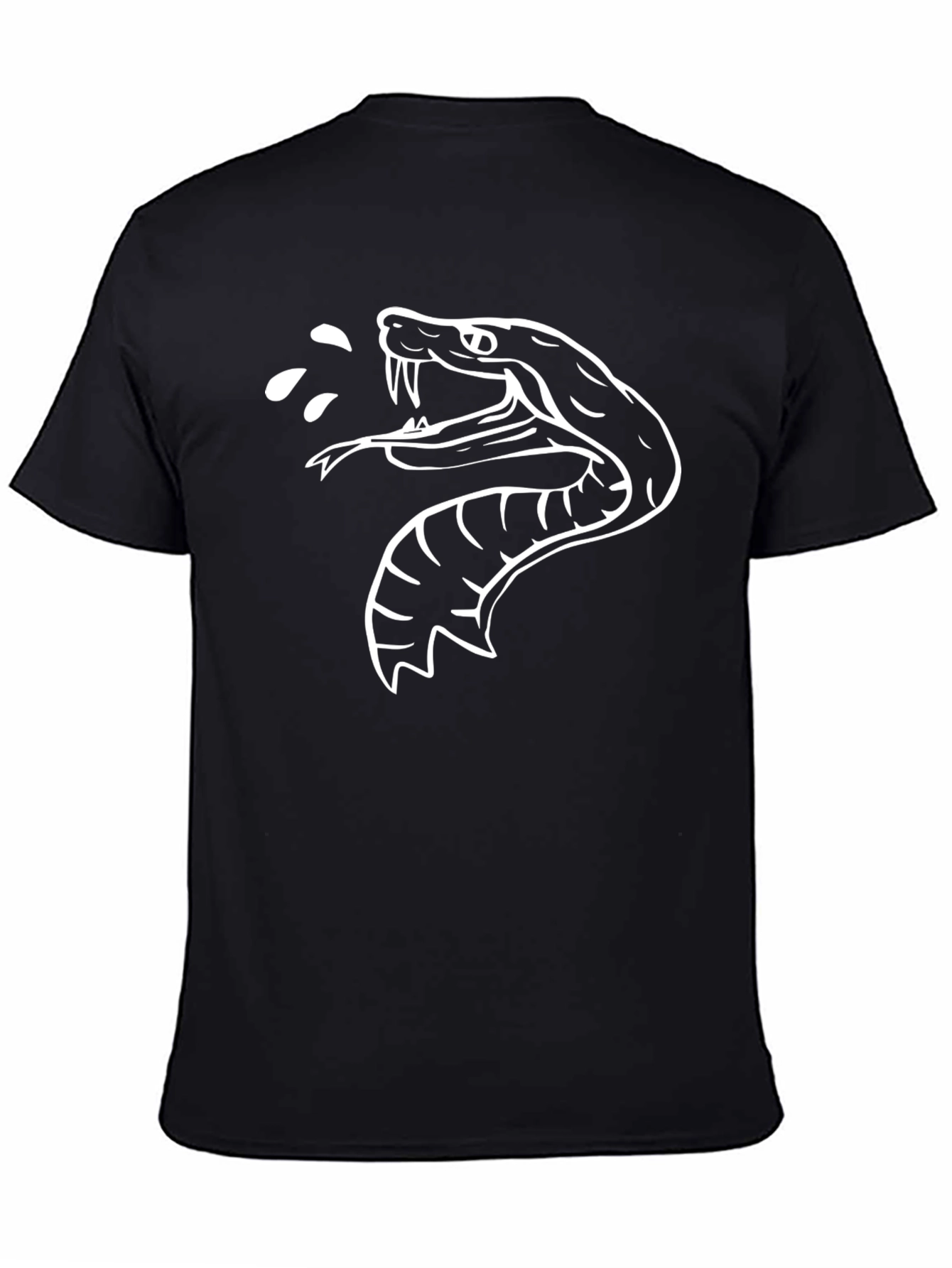 Mens Black Graphic Tee - Snake Design