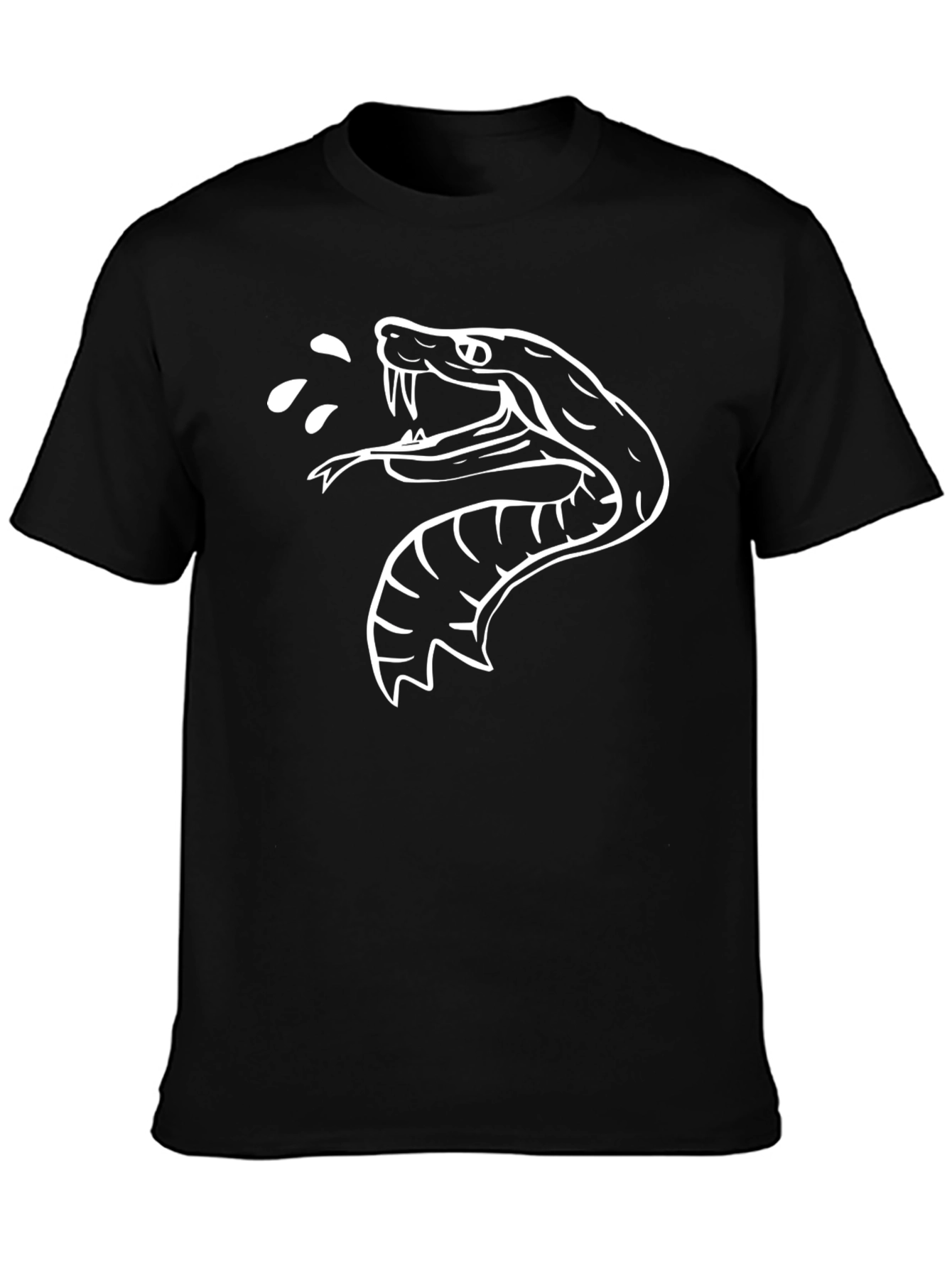 Mens Black Graphic Tee - Snake Design