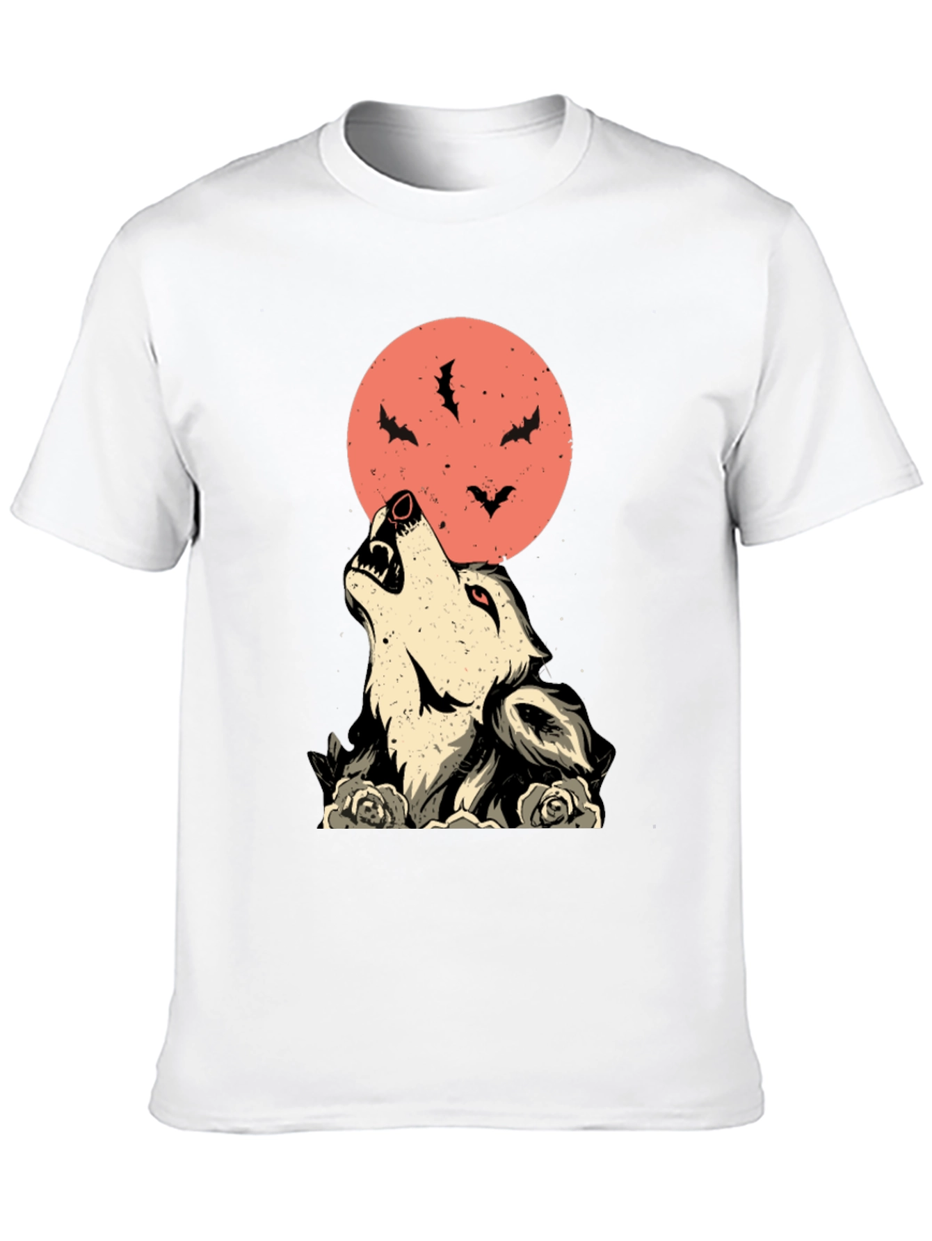 Wolf & Moon Graphic Tee - Unique Halloween T-Shirt