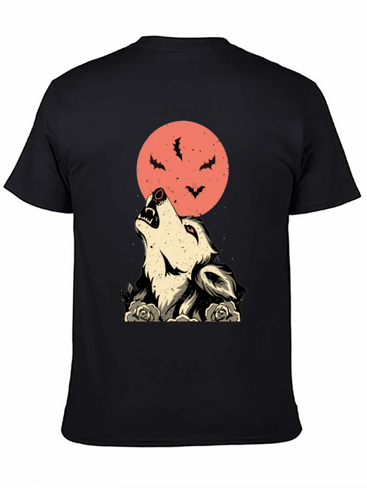 Wolf & Moon Graphic Tee - Unique Halloween T-Shirt