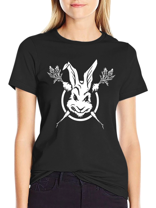 Rabbit & Carrots Black T-Shirt - Edgy Graphic Tee