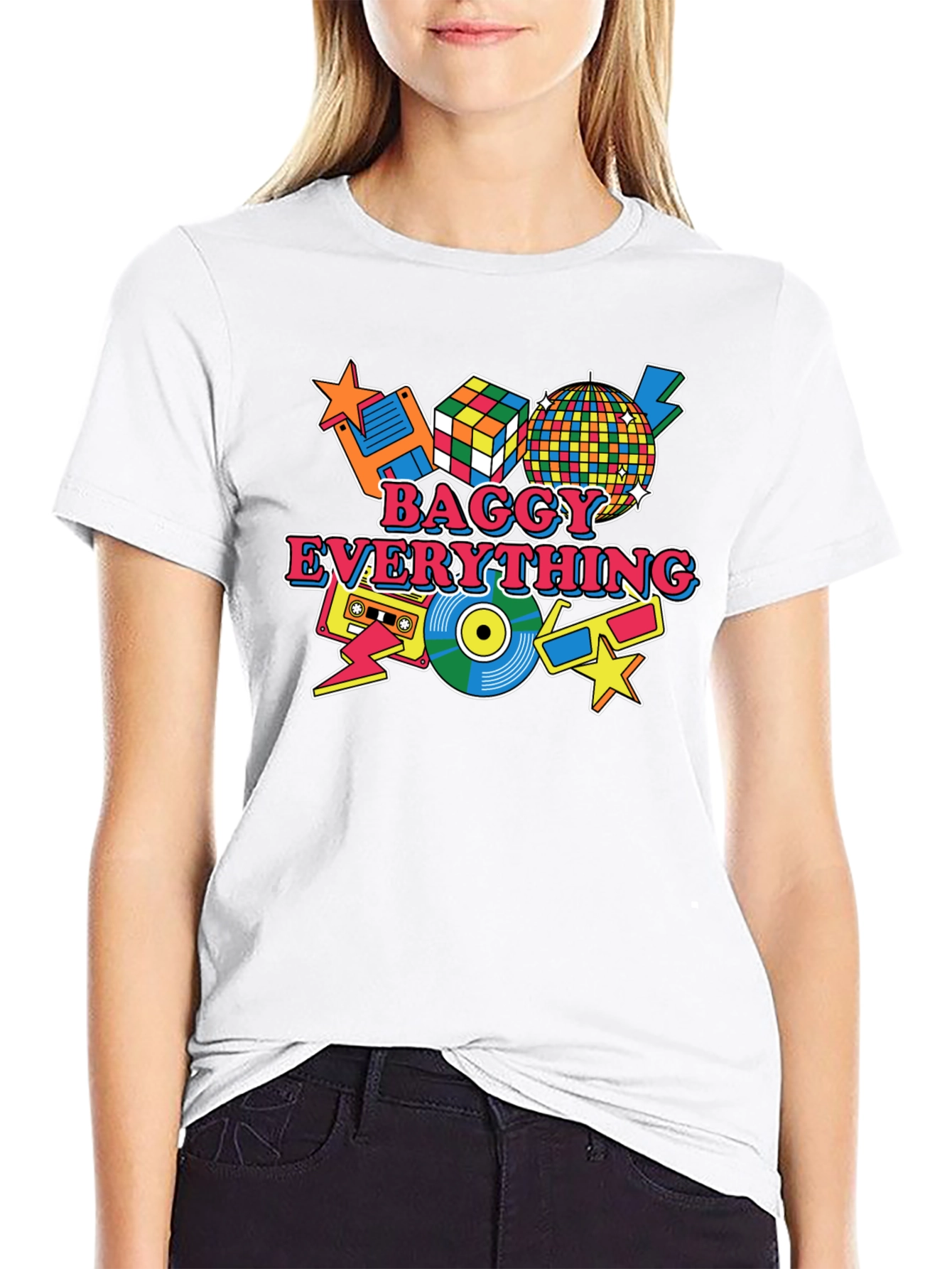 Baggy Everything Black T-Shirt - 80s Throwback