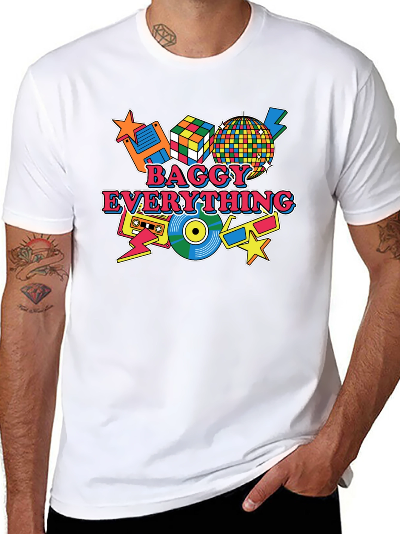 Baggy Everything Black T-Shirt - 80s Throwback