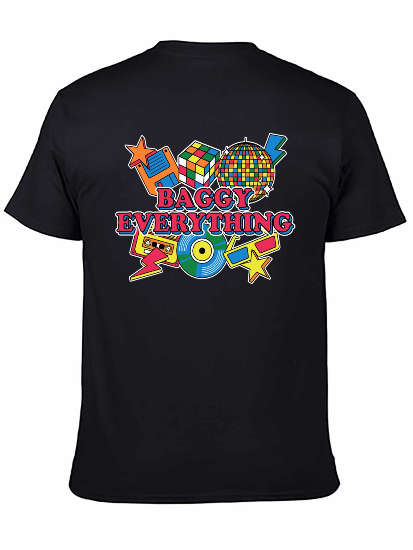 Baggy Everything Black T-Shirt - 80s Throwback