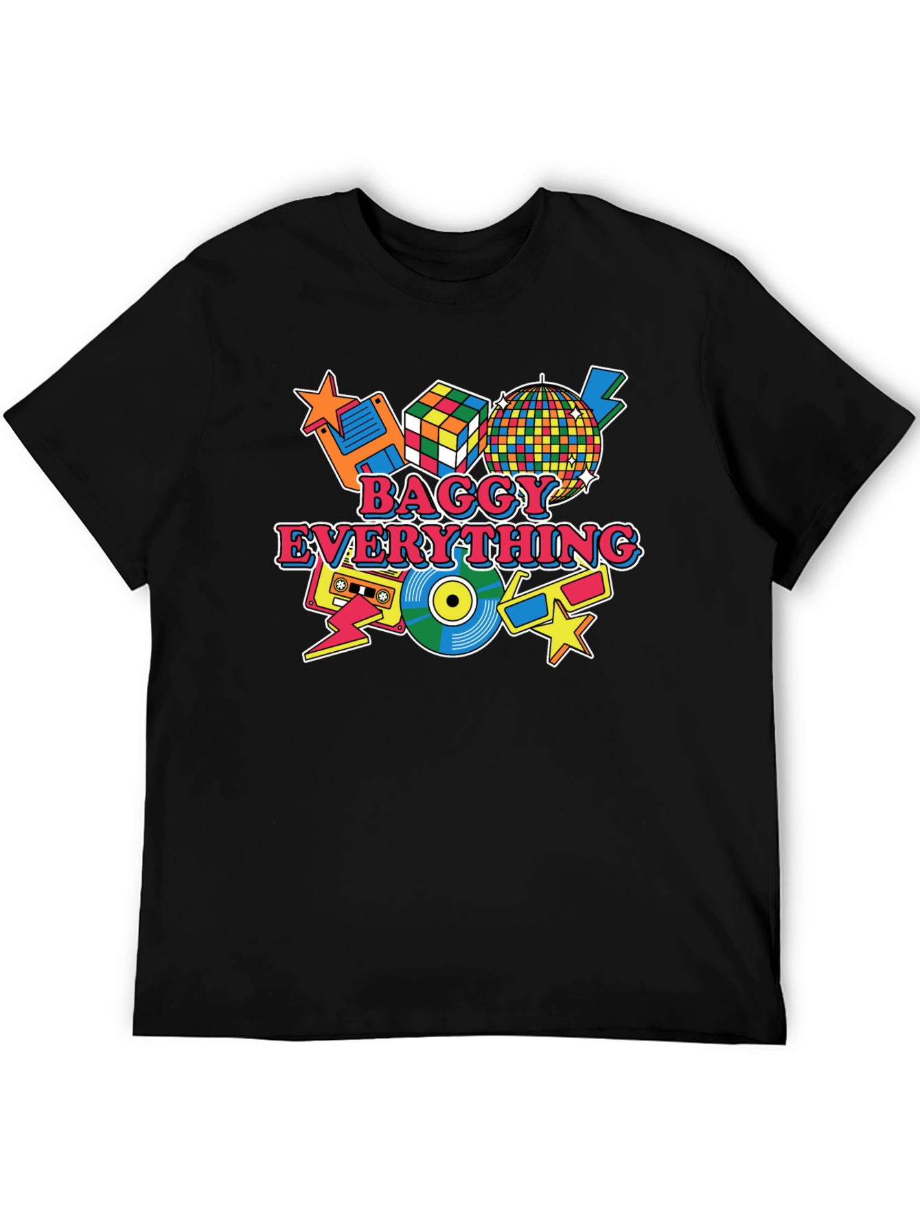 Baggy Everything Black T-Shirt - 80s Throwback