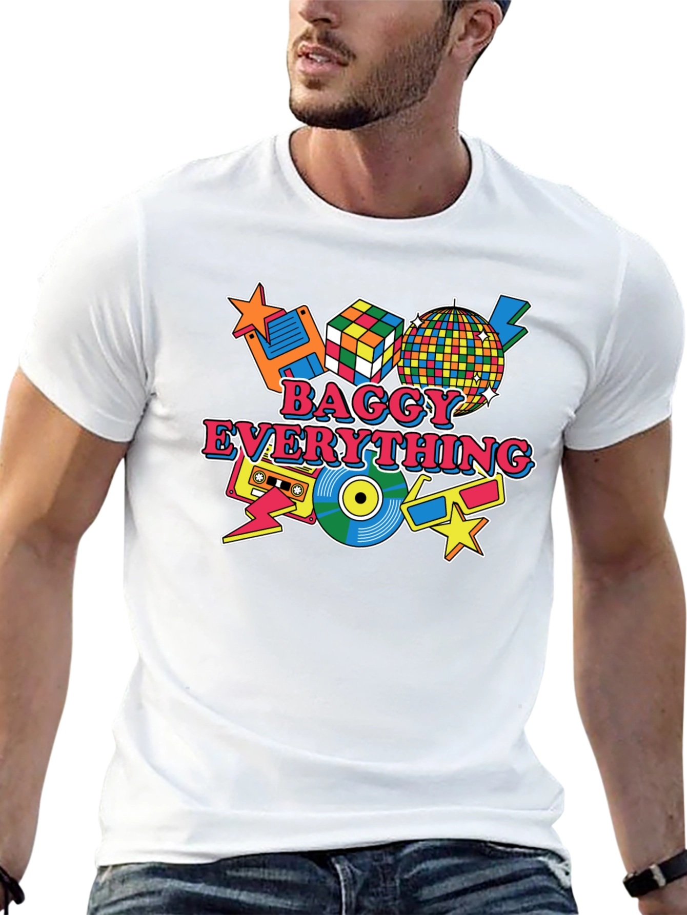 Baggy Everything Black T-Shirt - 80s Throwback