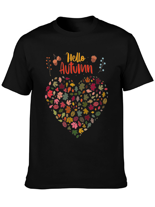 Hello Autumn Leaf Heart Graphic Tee