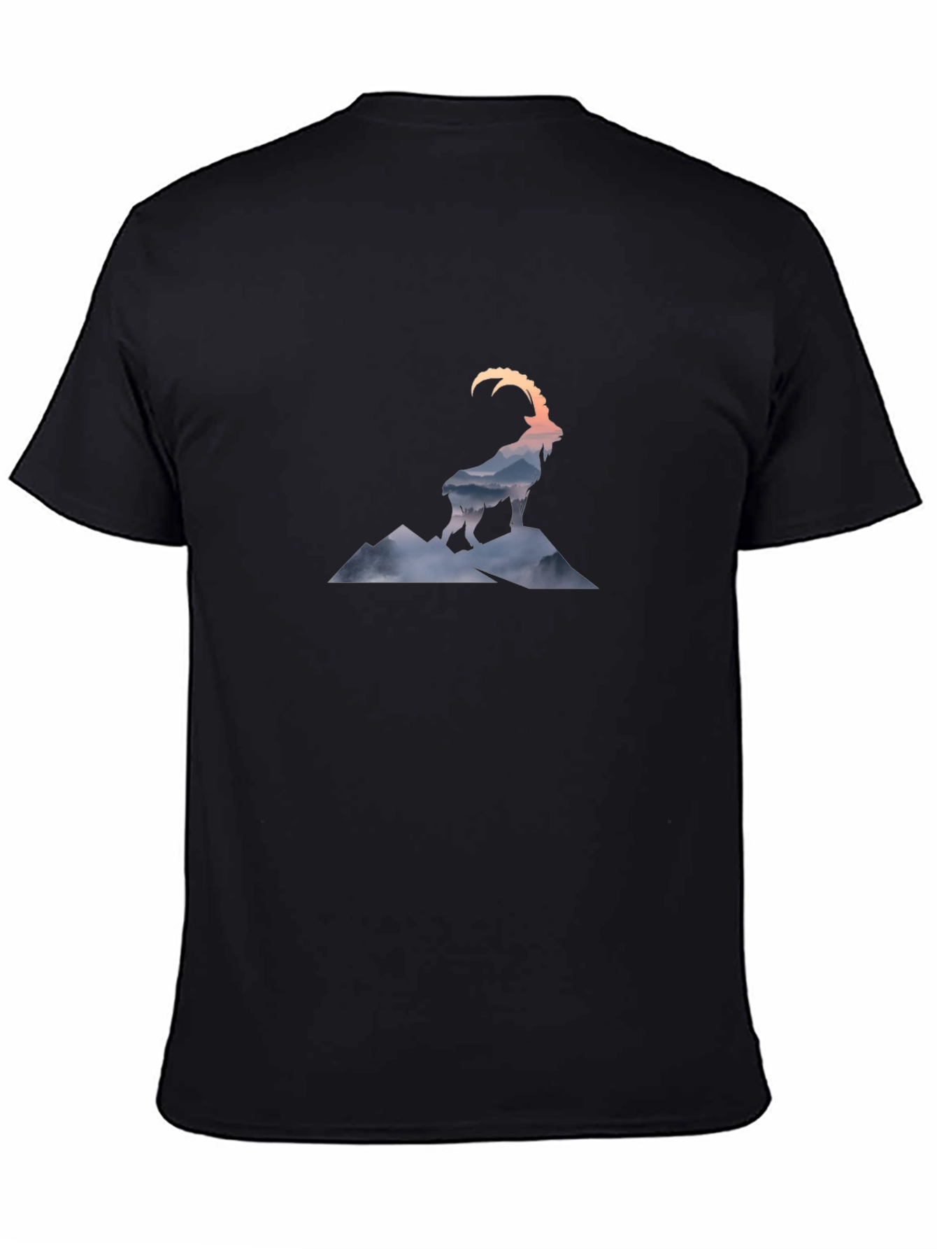 Mountain Goat Graphic Tee - Black Casual T-Shirt