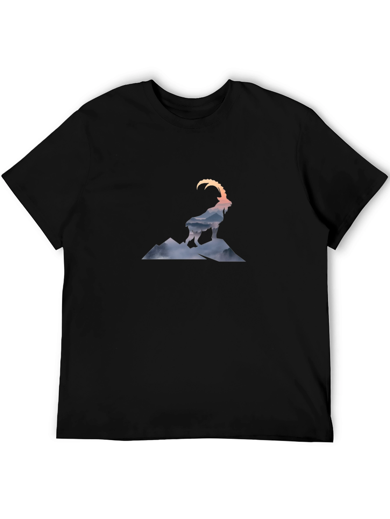 Mountain Goat Graphic Tee - Black Casual T-Shirt