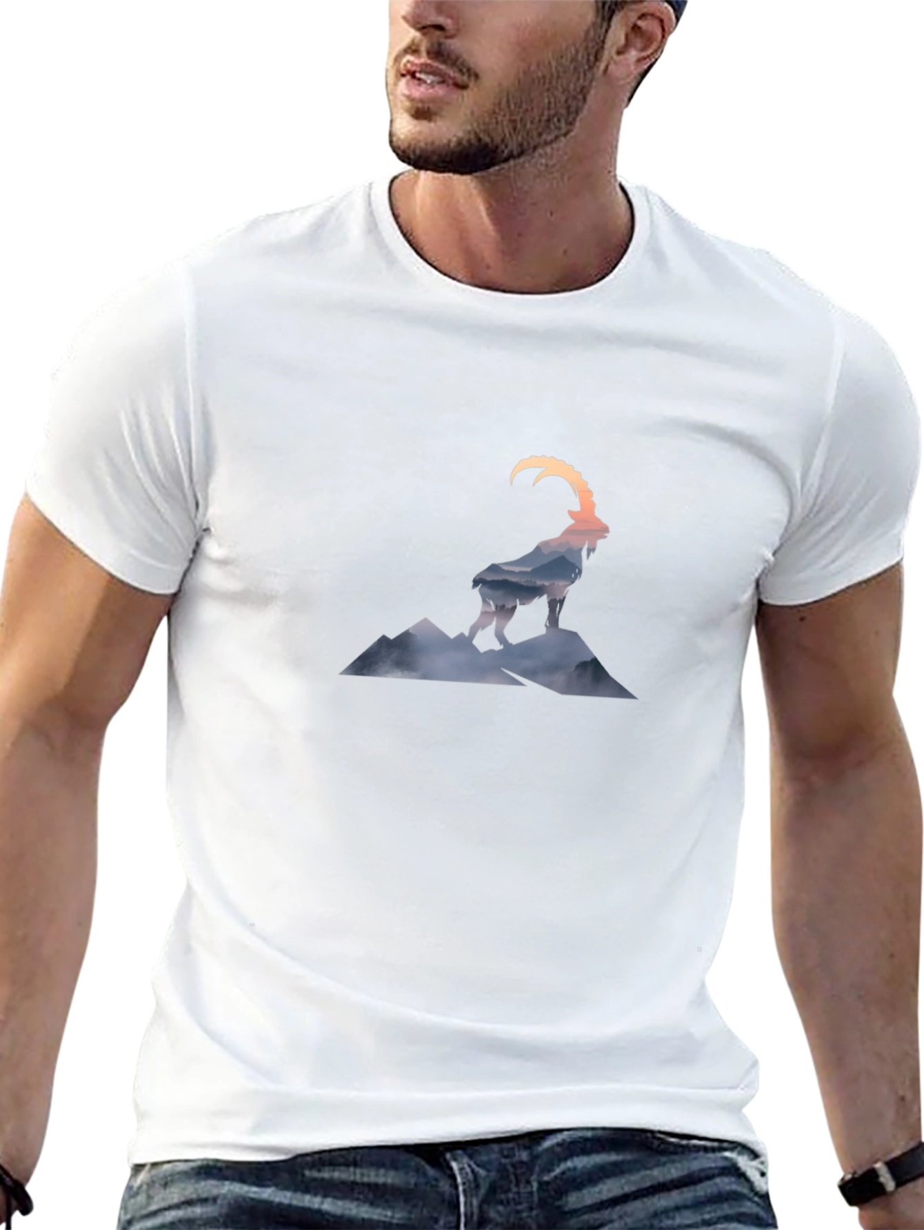 Mountain Goat Graphic Tee - Black Casual T-Shirt